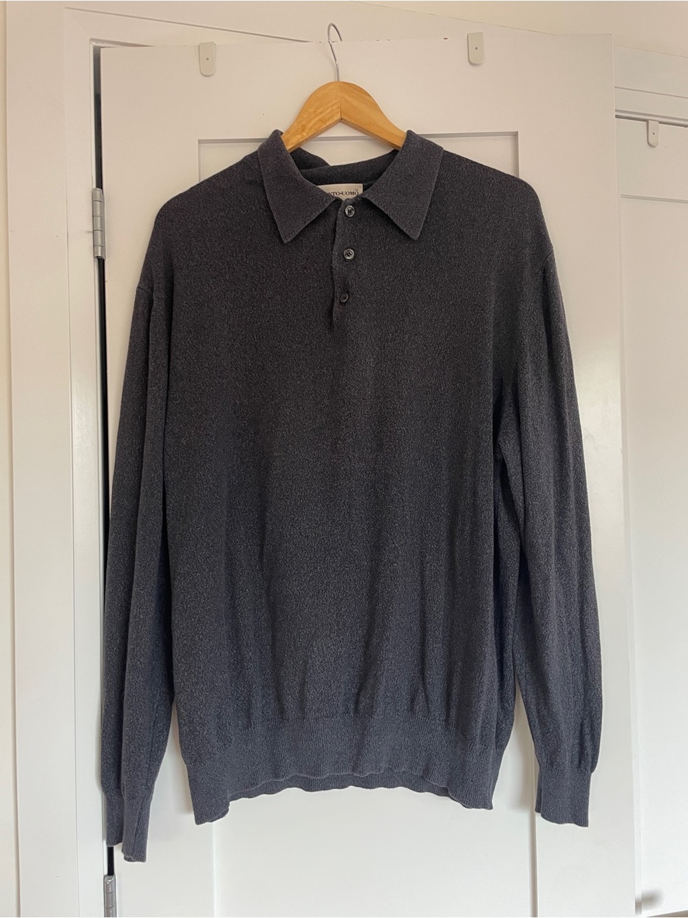Pronto Uomo Charcoal V-Neck Long-Sleeve Polo Sweater